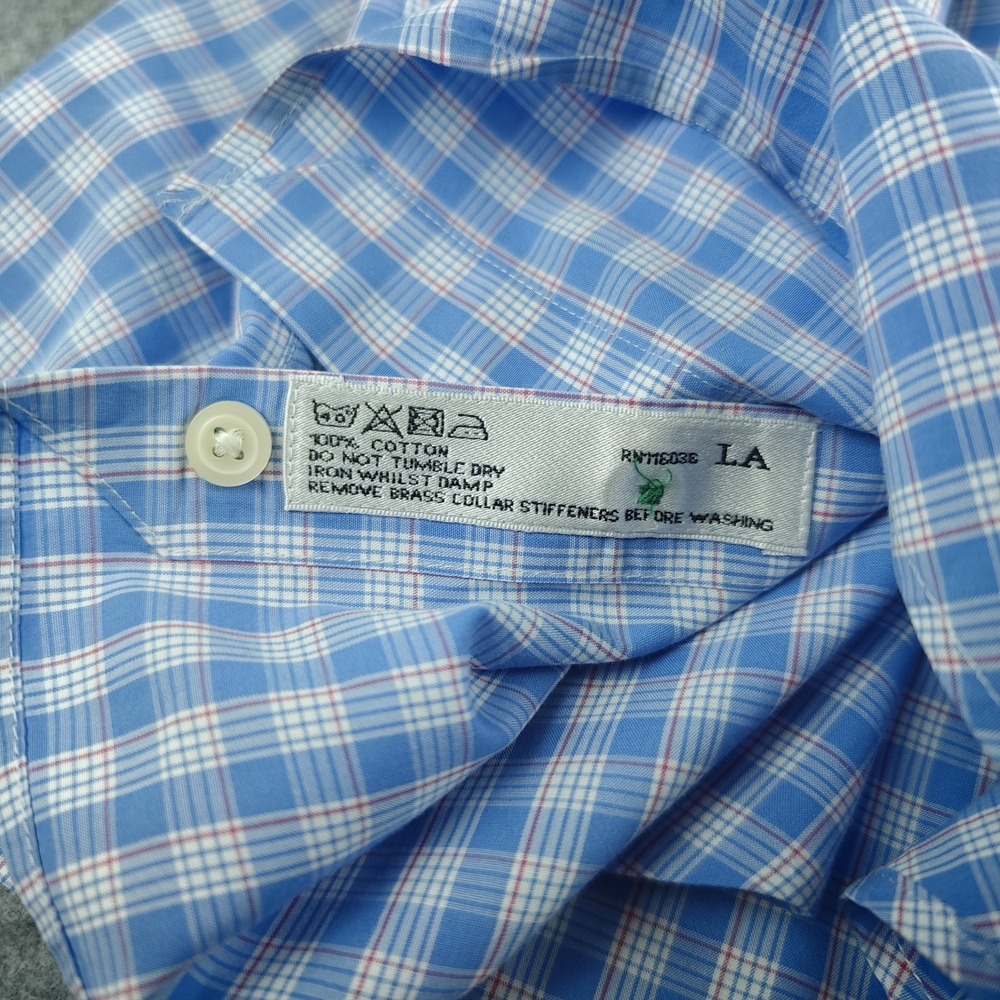 Charles Tyrwhitt Dress Shirt Men's 15.5 33 Slim Fit Blue Check Spread Collar - Picture 8 of 10